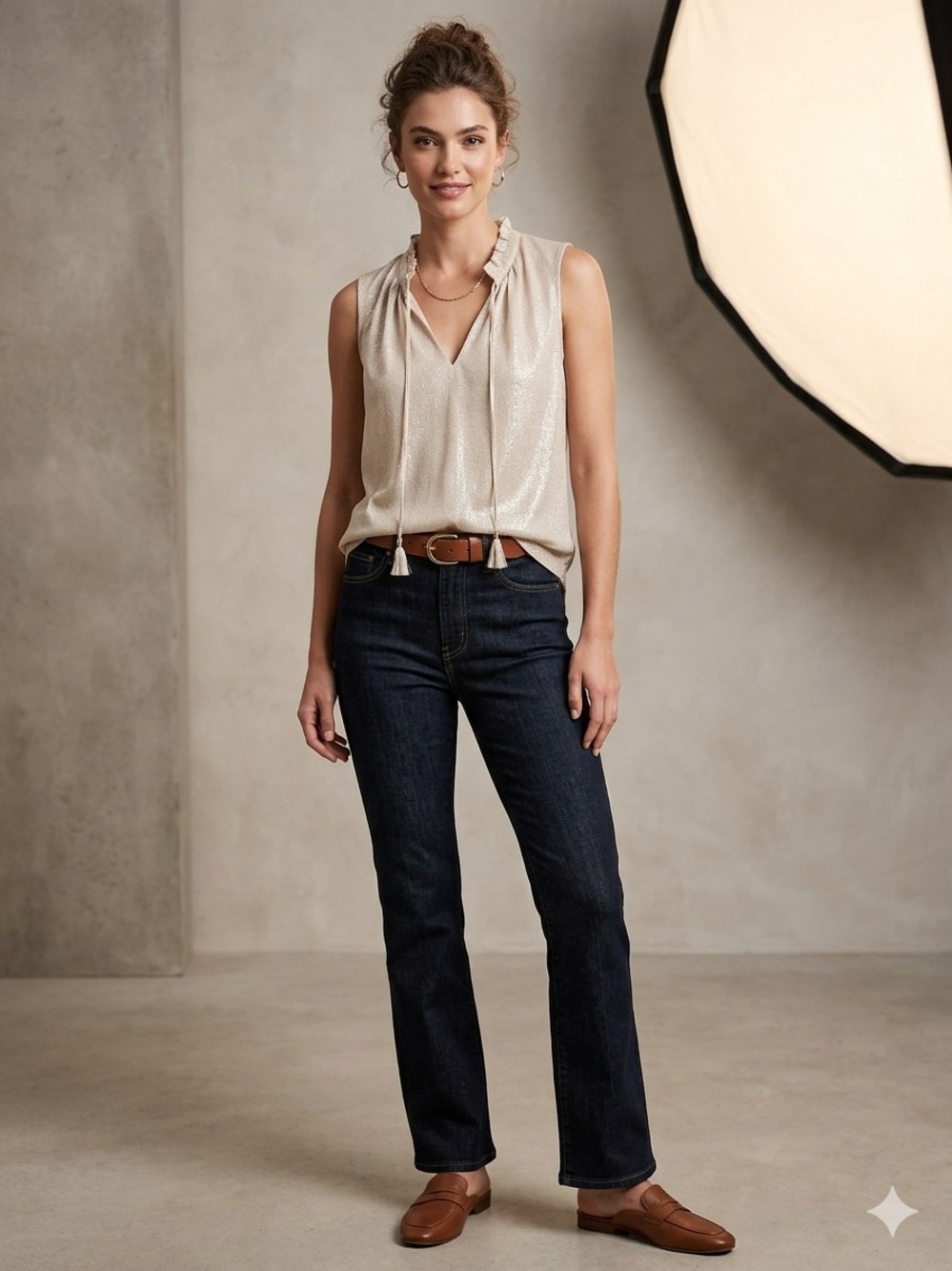 H&M gold/champagne shimmering sleeveless blouse